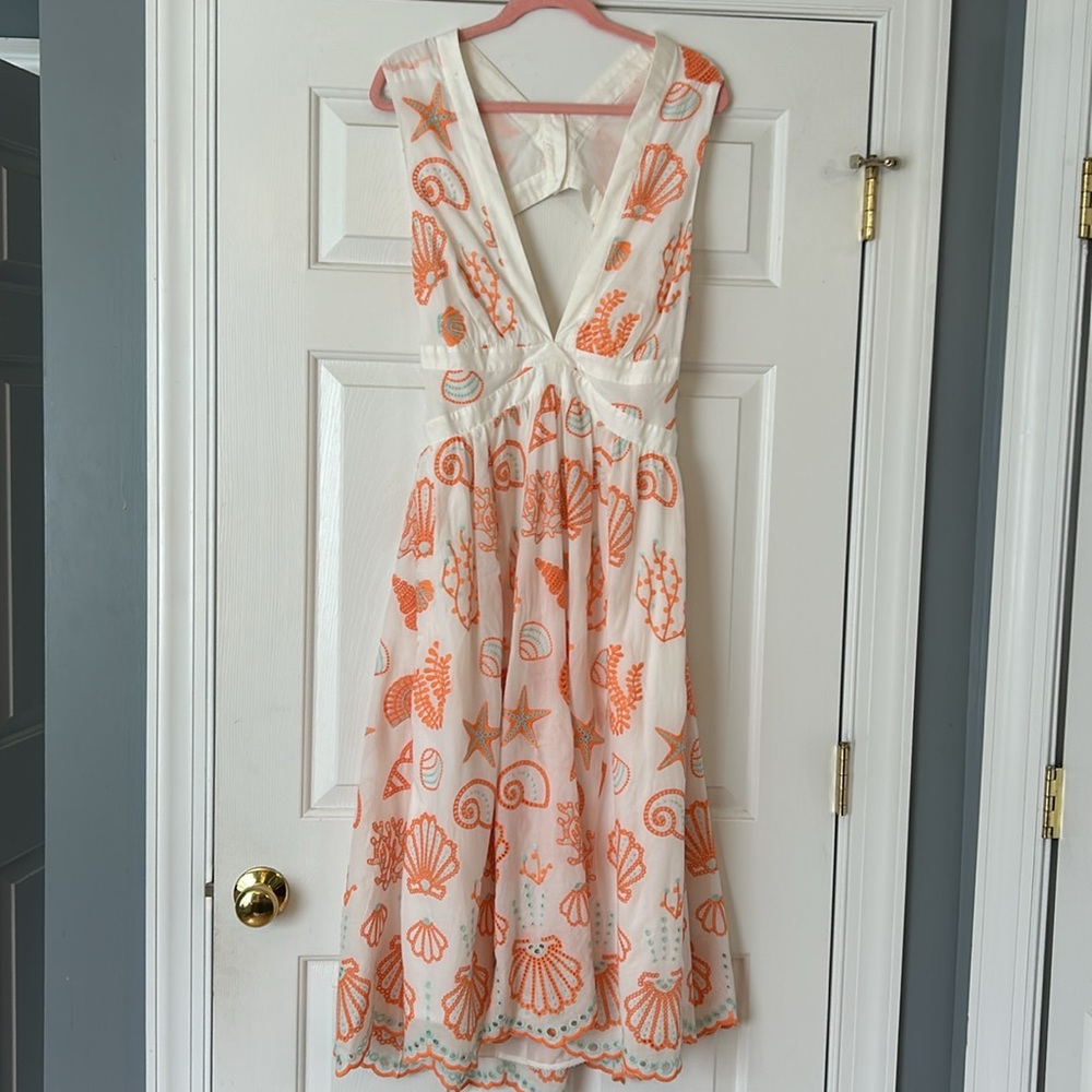 Anthropology embroidered sea shell dress